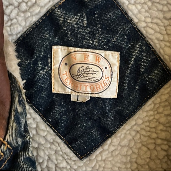 Y2K New Territories Barn Chore Jacket Lambs Leather Sherpa Denim Men’s Large - Picture 14 of 15